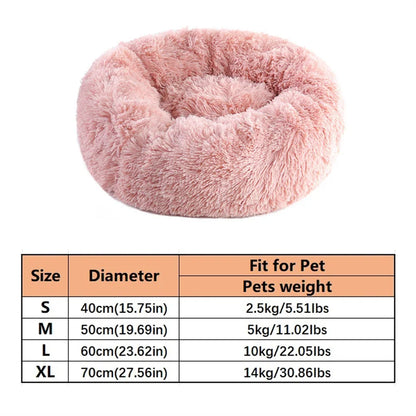 Plush Faux Fur Donut-Shaped Pet Bed - Cozy, Washable Sleeping Pad for Small to Medium Dogs and Cats