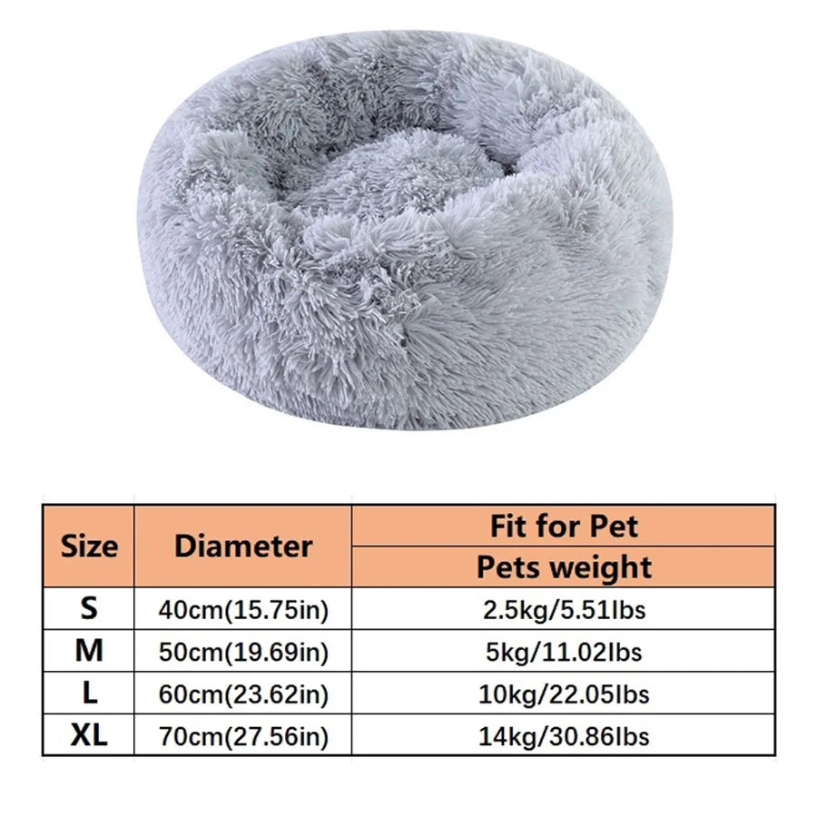 Plush Faux Fur Donut-Shaped Pet Bed - Cozy, Washable Sleeping Pad for Small to Medium Dogs and Cats