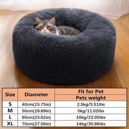 Plush Faux Fur Donut-Shaped Pet Bed - Cozy, Washable Sleeping Pad for Small to Medium Dogs and Cats