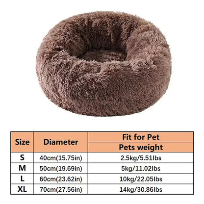 Plush Faux Fur Donut-Shaped Pet Bed - Cozy, Washable Sleeping Pad for Small to Medium Dogs and Cats